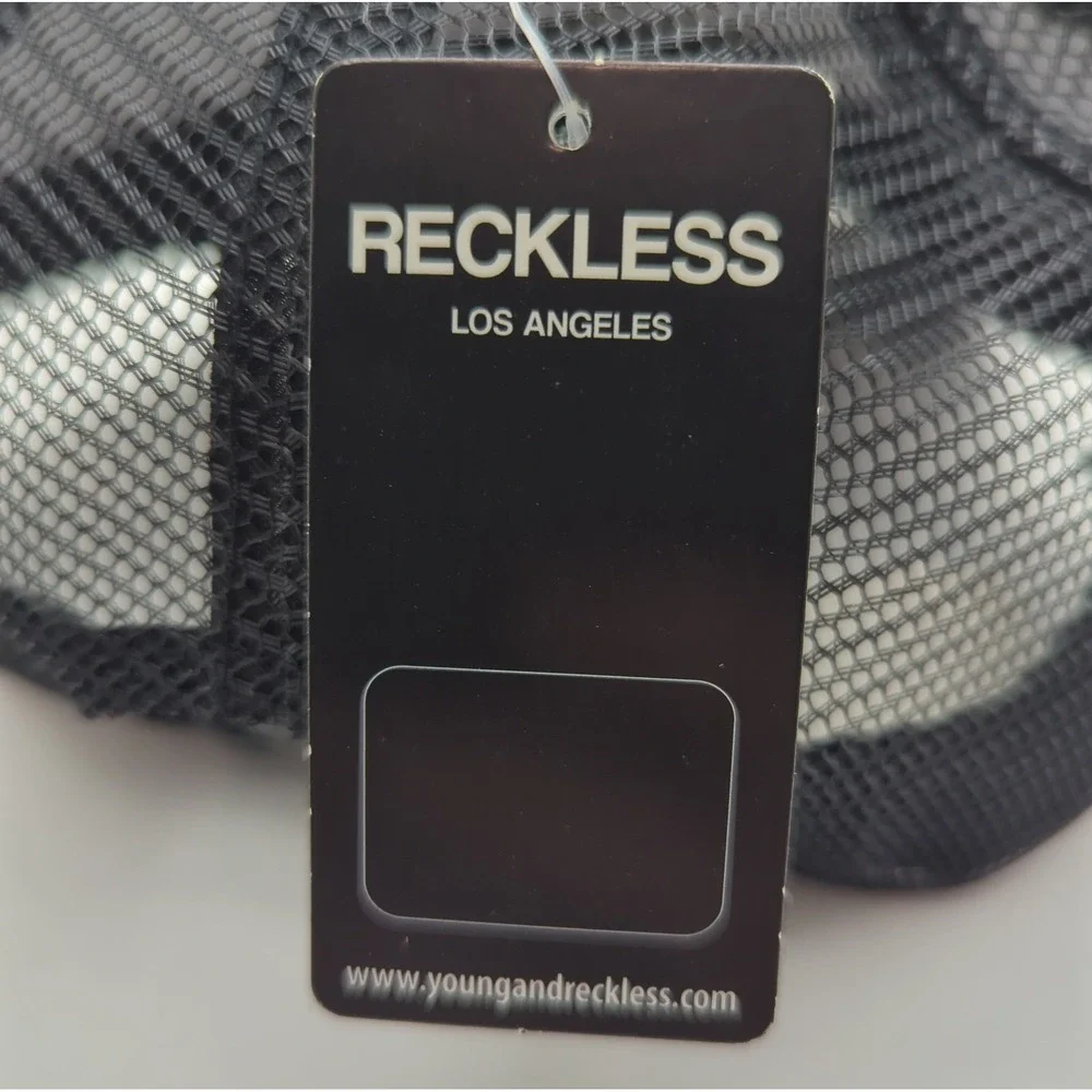 Young & Reckless Trucker Hat Black White Blue Winged Logo Snapback Mesh Cap